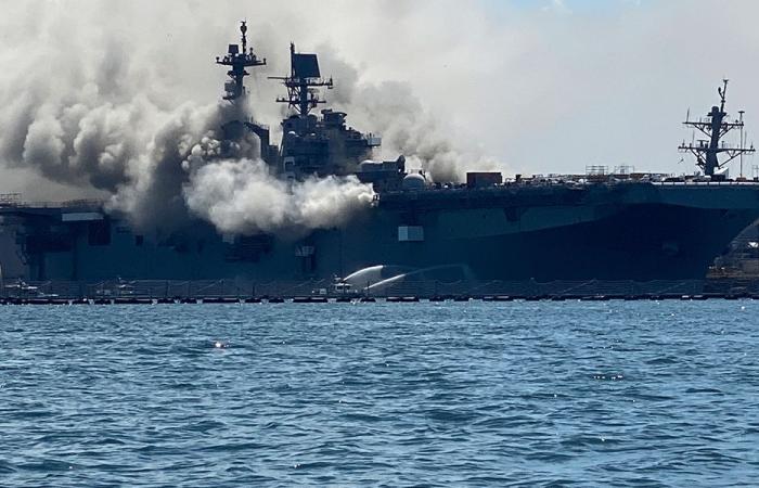 حريق بحاملة الطائرات “جيرالد فورد”.. وسقوط اصابات